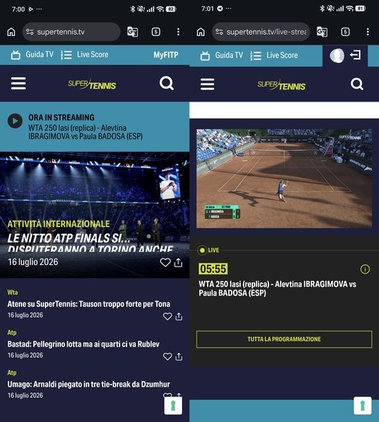 Vedere SuperTennis su Android