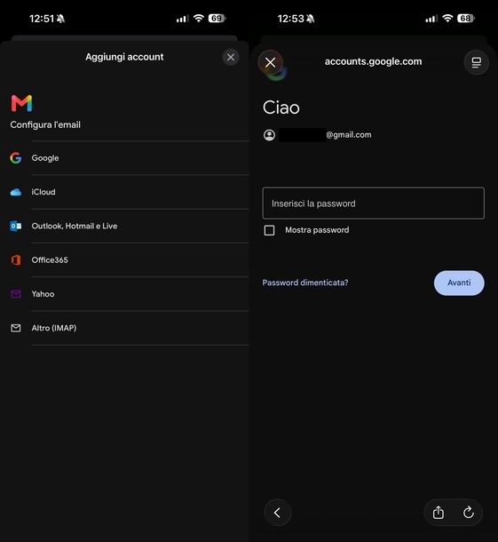 Aggiungere indirizzo email su Gmail iOS