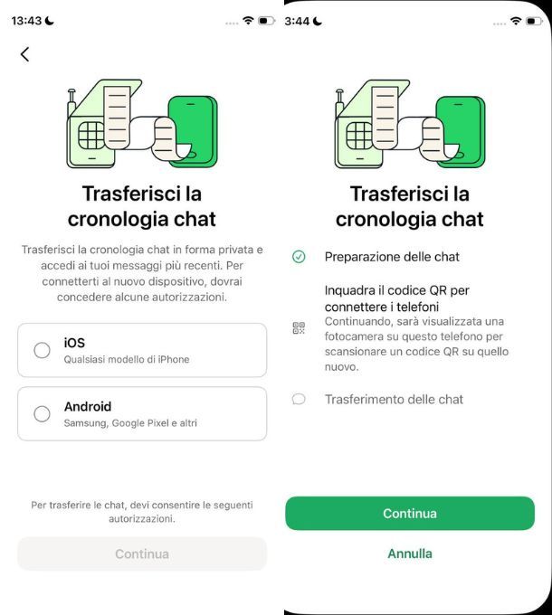 Come trasferire messaggi WhatsApp