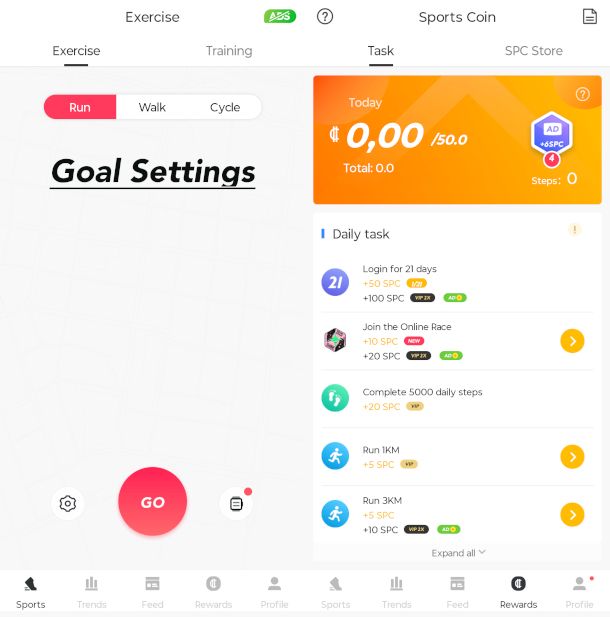 schermate app Runtopia