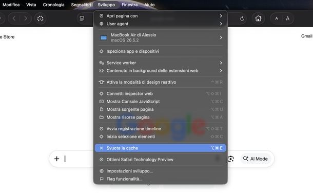 Svuotare cache Safari macOS