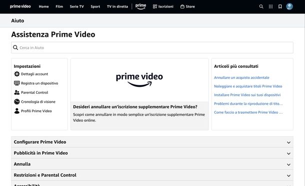 Assistenza clienti Amazon Prime Video