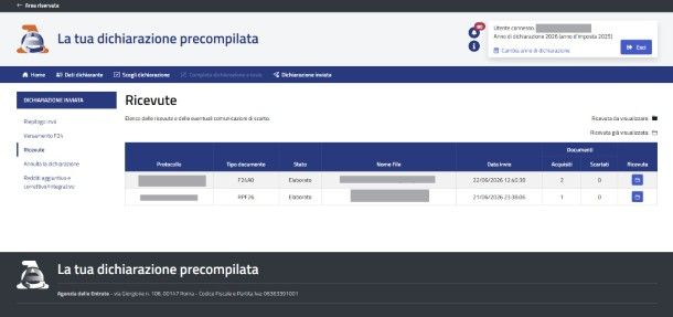 Ricevute Unico Agenzia delle Entrate