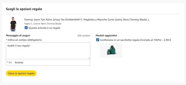 Confezione regalo su Amazon