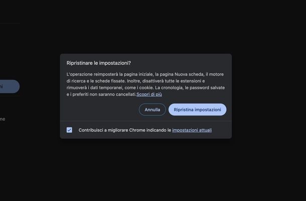 Ripristinare Chrome