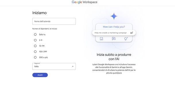 Crea account Gmail