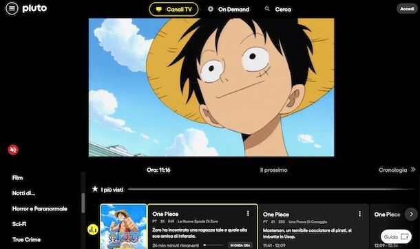 Pluto TV da computer