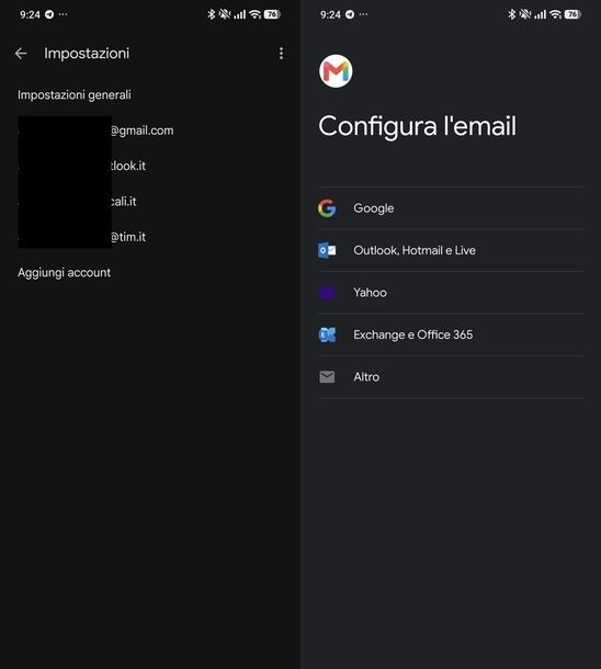 Configurare Gmail su Android