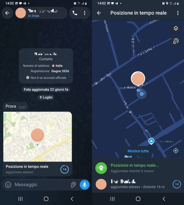 vedere posizione Telegram