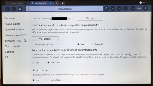 Vedere Internet su TV Samsung