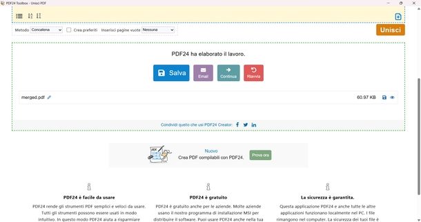 Unire PDF PDF24 Creator