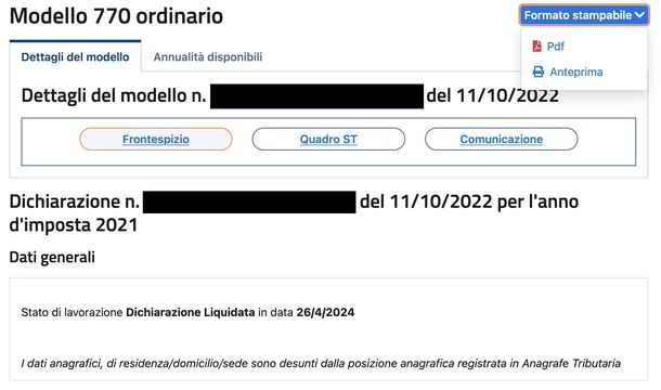 Vedere cassetto fiscale personale