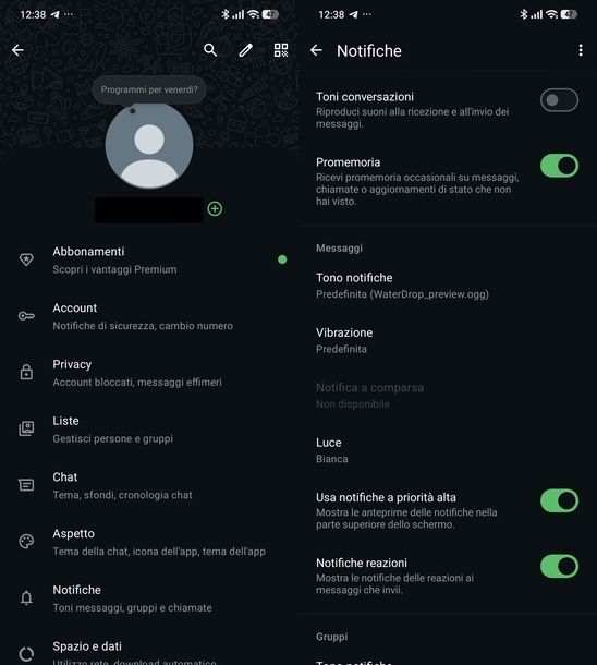 Disattivare suoni conversazione WhatsApp Android