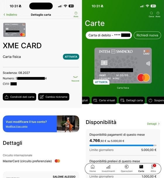 Vedere IBAN carta su app Intesa Sanpaolo
