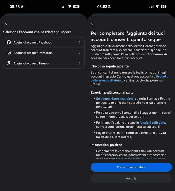 Accedere a Facebook da Instagram