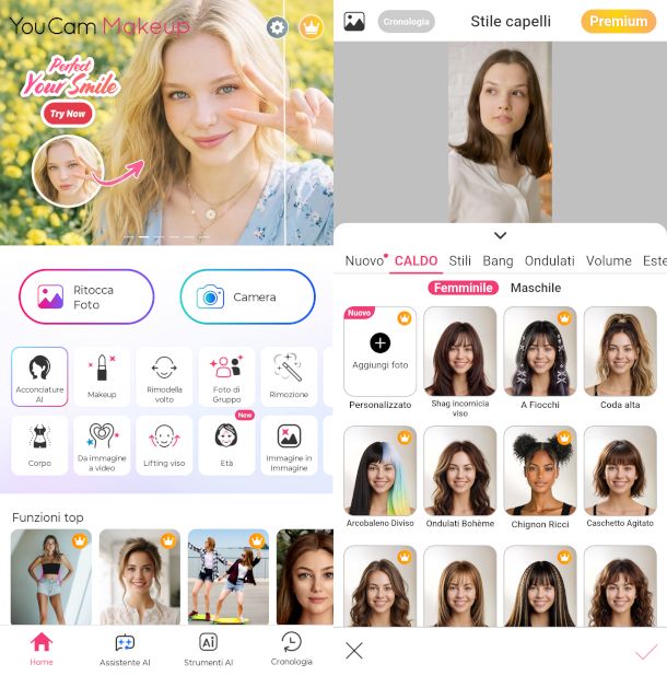 schermate app YouCam Makeup