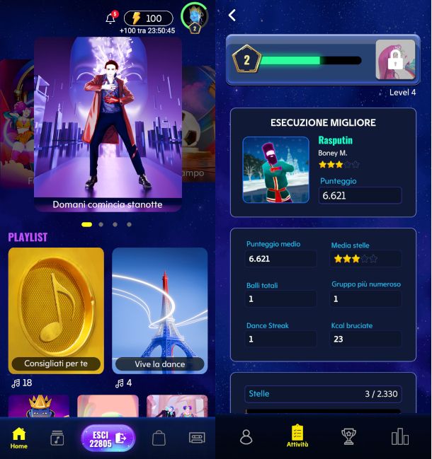 interfaccia app Just Dance Now