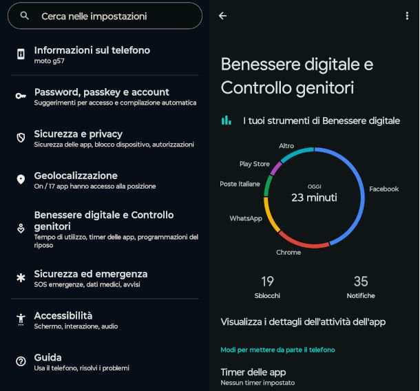 accesso app Benessere Digitale