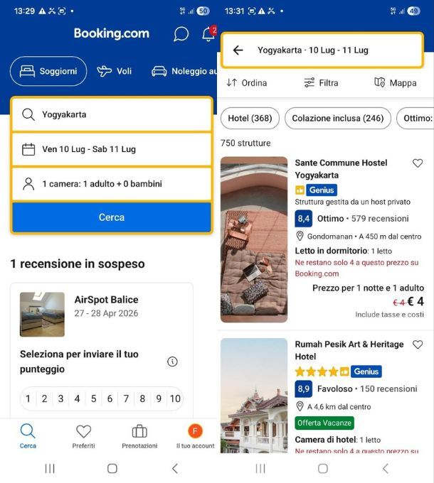 Come prenotare con Booking