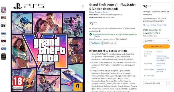 GTA 6 su Amazon