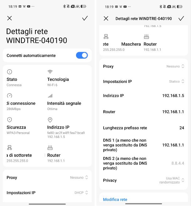 Come assegnare IP statico Android