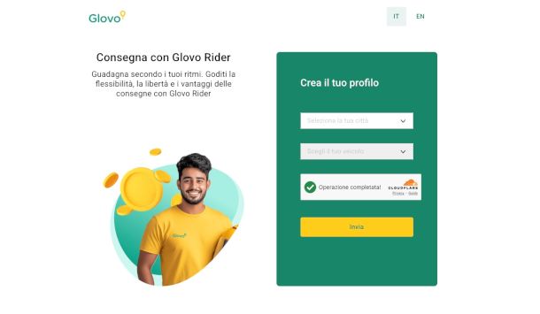 pagina sito Glovo Rider