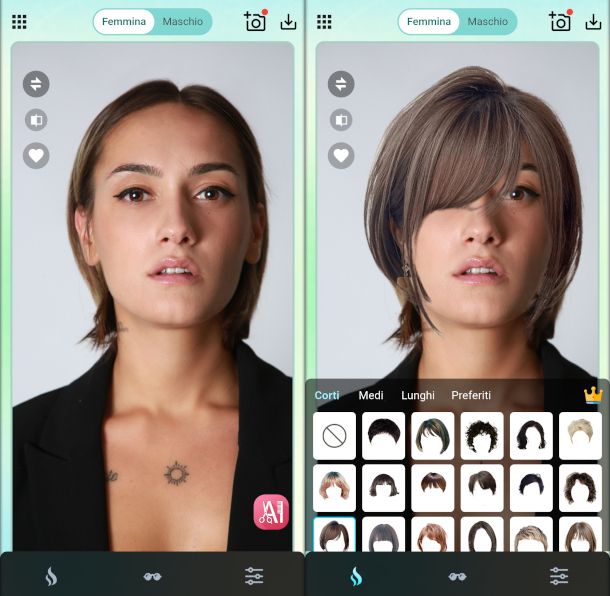 schermate app Hairstyle Try On