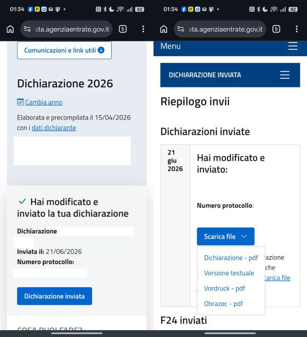 Dichiarazione precompilata online