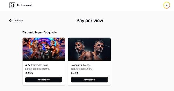 Acquistare eventi PPV su DAZN