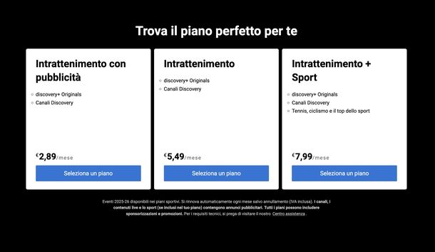 Discovery+ piani e prezzi