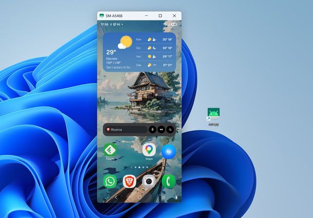 trasmissione di schermo Android con scrcpy
