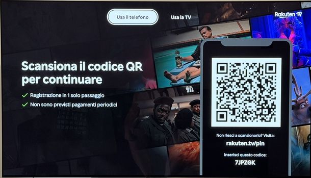 Fare login Rakuten TV su Smart TV