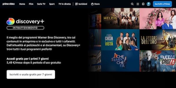 discovery+ su Prime Video