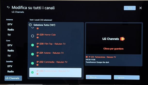 Rimuovere canali Rakuten TV Smart TV LG