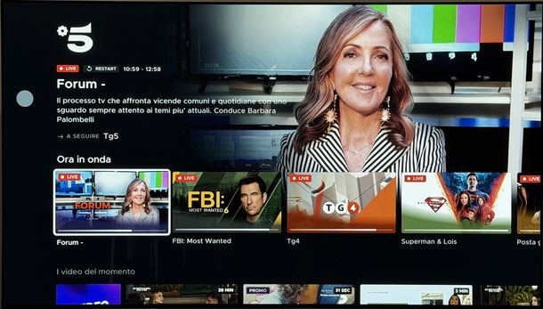 Ora in onda Mediaset Infinity Fire TV Stick