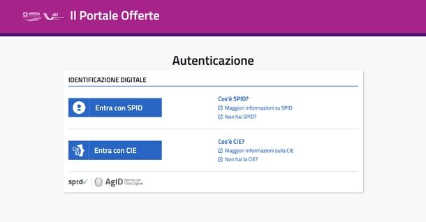 Cercare offerte energia elettrica su portale ARERA