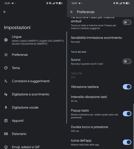 Togliere suono tastiera Gboard Android