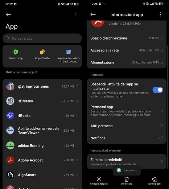 Eliminare predefiniti app Android