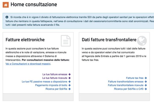 Vedere fatture emesse ricevute azienda