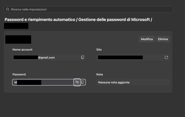 Trovare password Facebook Microsoft Edge