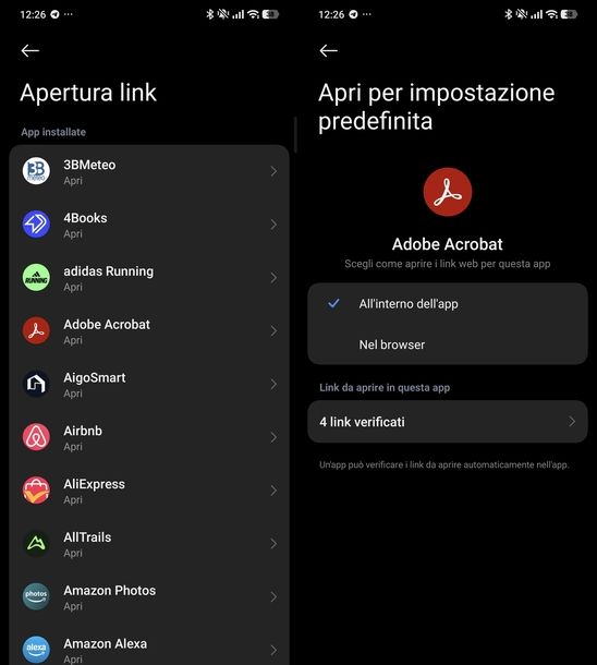 Gestire apertura link Android