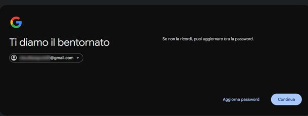 Aggiornamento password Google