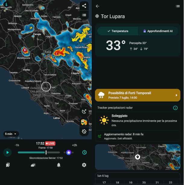 schermate app Rain Viewer