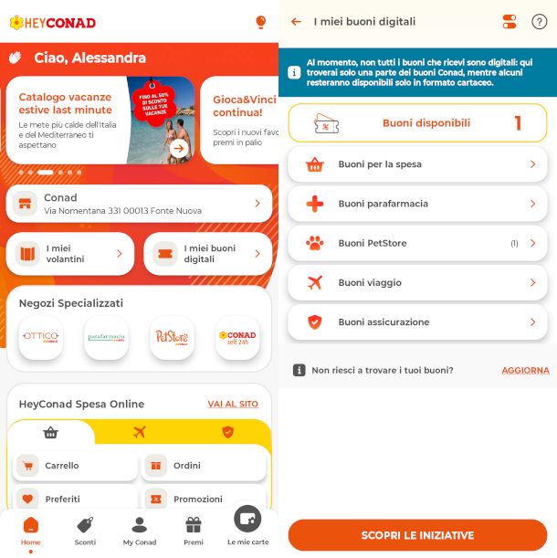 schermate app HeyConad
