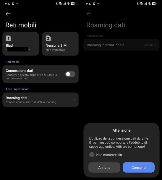 Attivare roaming su Xiaomi
