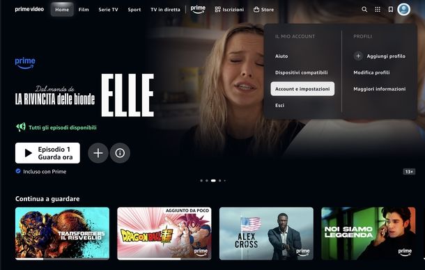 Gestire dispositivi Amazon Prime Video