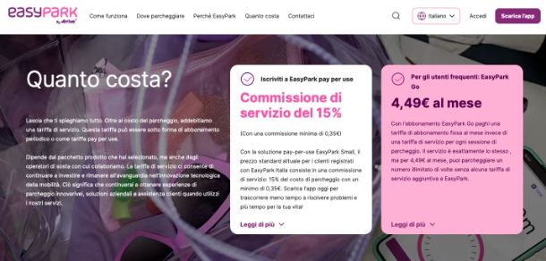 Come funziona EasyPark pay per use