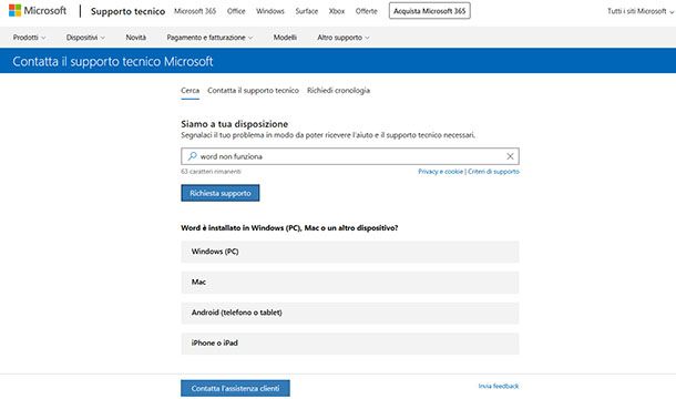 Supporto Tecnico Microsoft 365