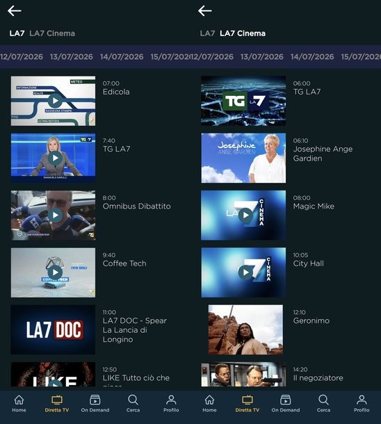 Vedere LA7 in streaming su smartphone