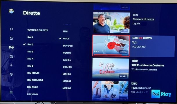 Vedere Rai 2 su TV RaiPlay